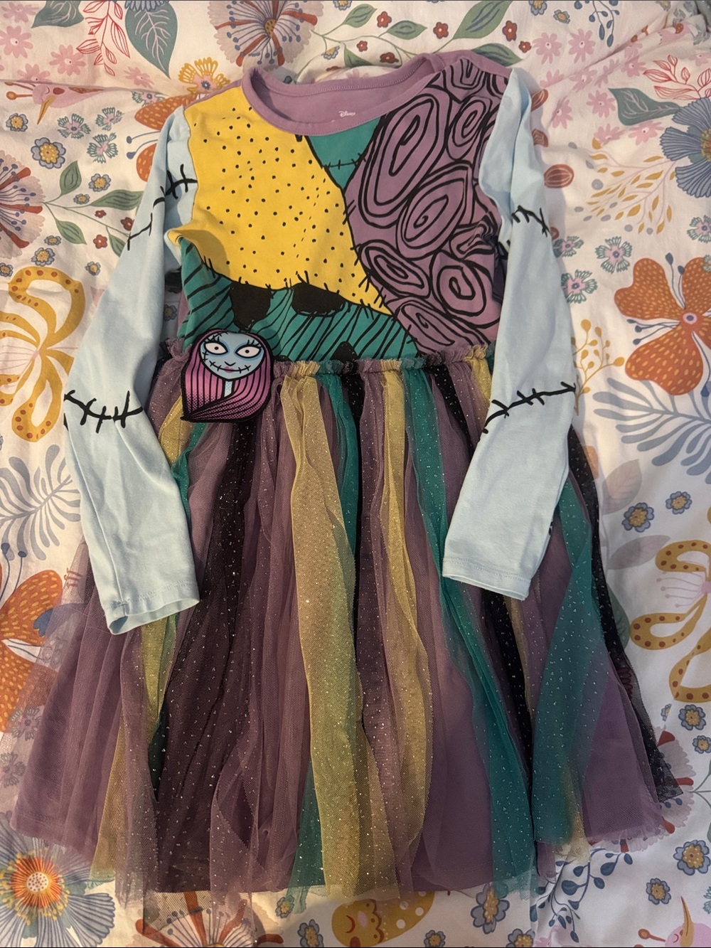 Disney Purple, Teal & Yellow Tulle Patchwork Halloween Dress